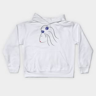 Minimal woman with flowers Kids Hoodie